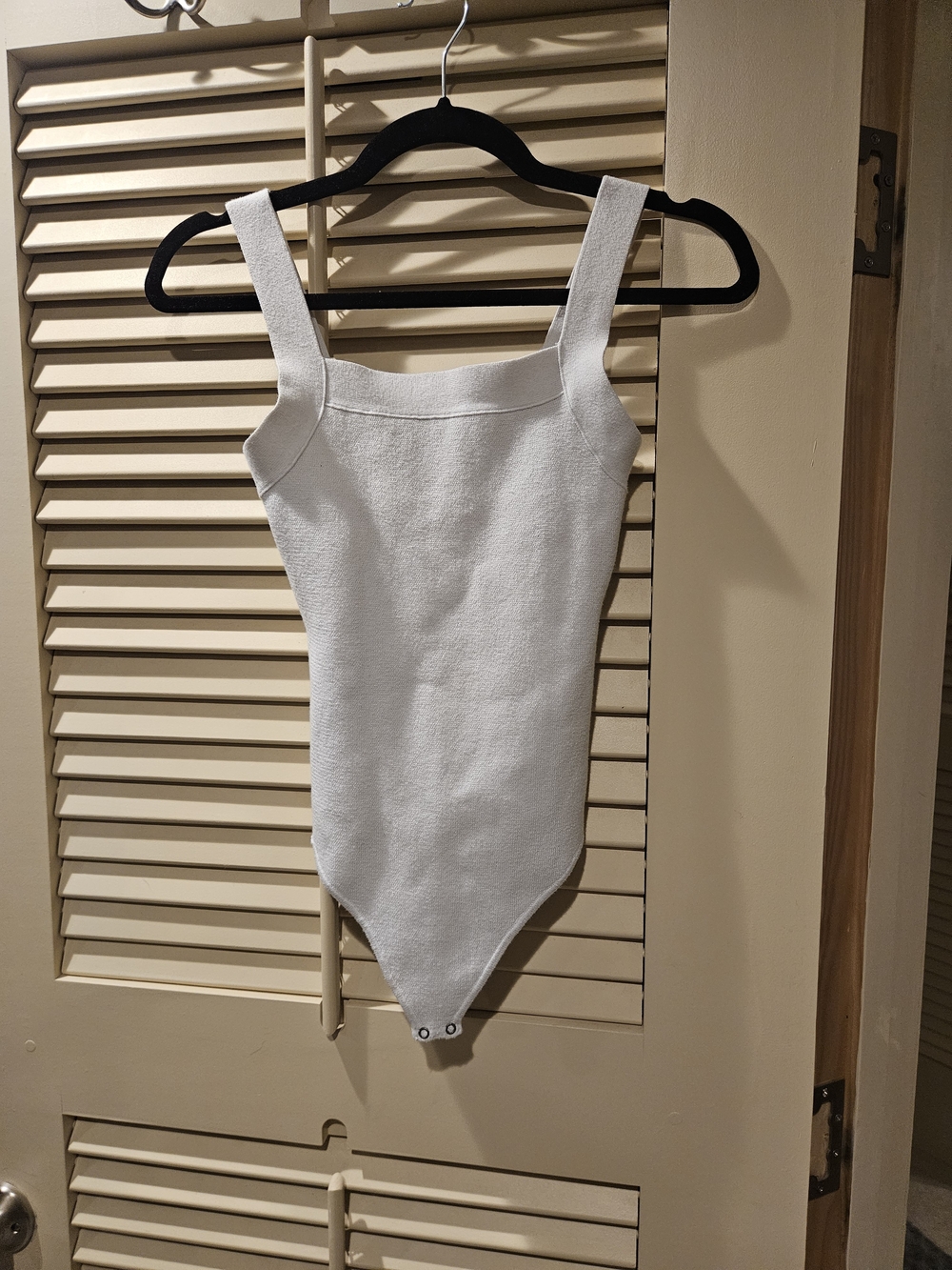 Abercrombie & Fitch White Ribbed Square-Neck Bodysuit